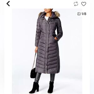 MICHAEL Michael Kors dark green Maxi Puffer Coat with Gold Accents